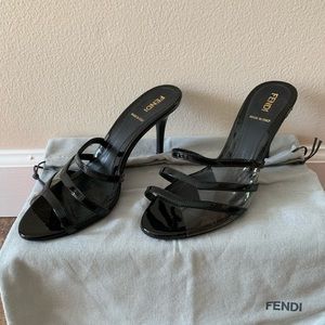 Fendi Black Vero Cloud Strapless Heels